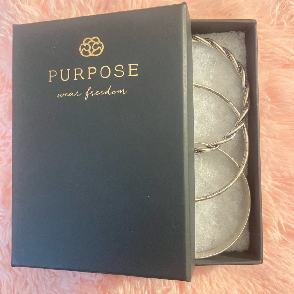 Purpose Silver Bangle Set